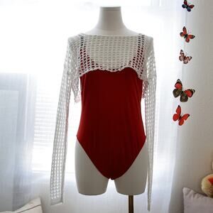 Victoria's Secret Red One-Piece Rhinestone Swimsuit and coverup size M